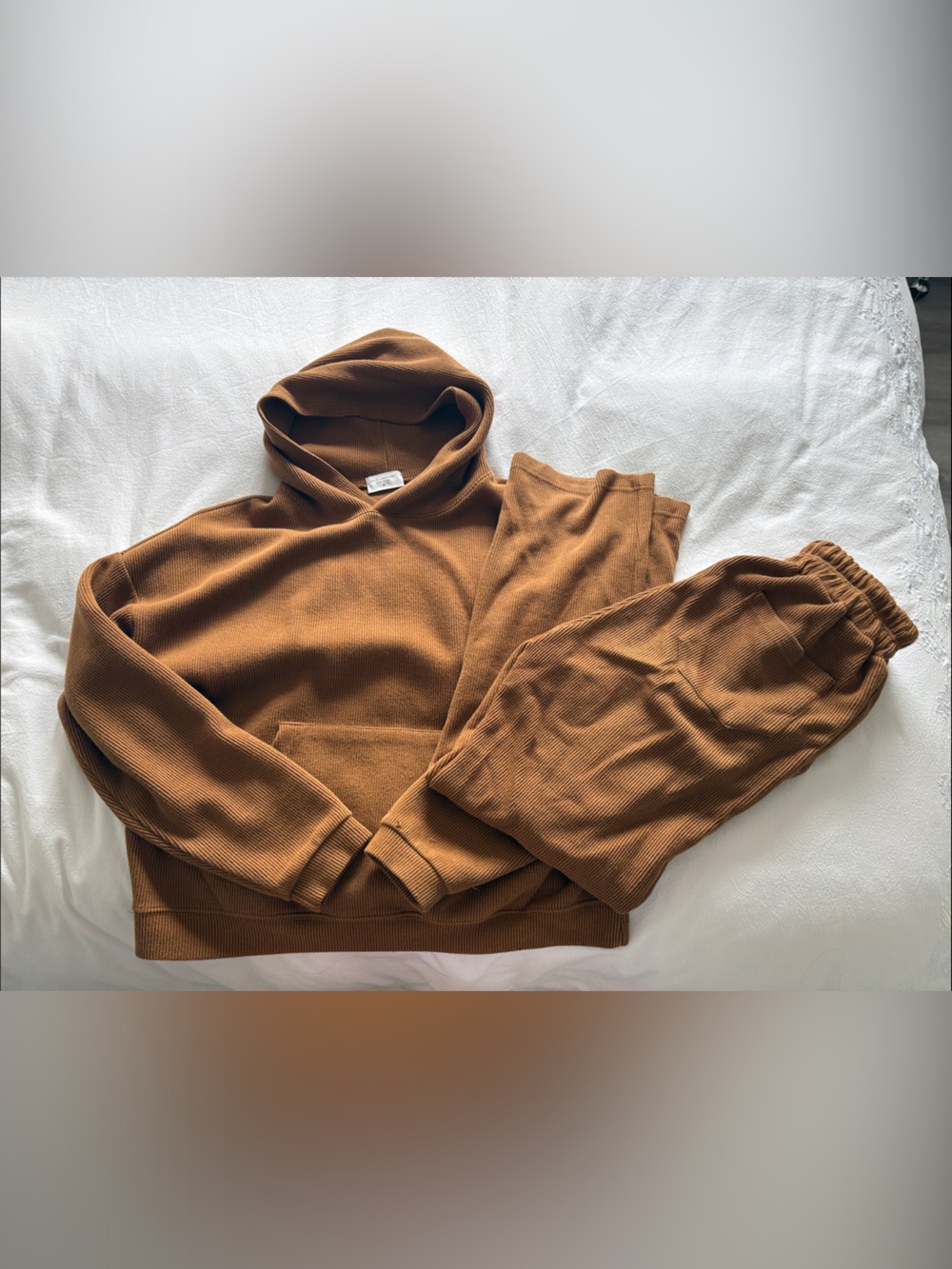 Cold Laundry Ribbed Hoodie and Jogger Set in Brown